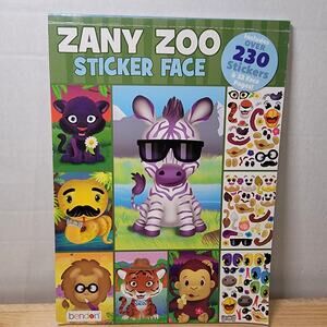 BOOK Zany Zoo Sticker Face - NEW